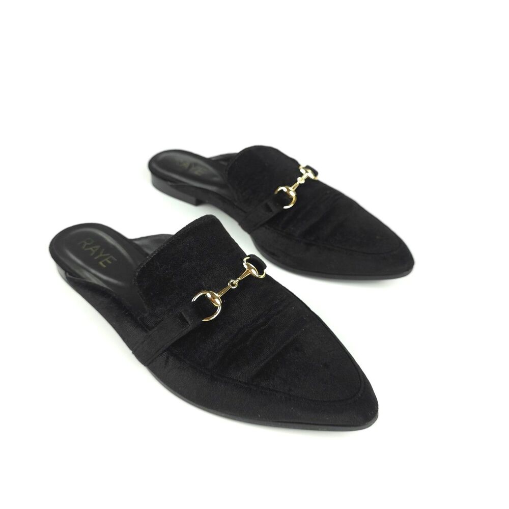 RAYE Velvet Horsebit Mule Pointed Slide Black Old Money Quiet Luxury Preppy Boho